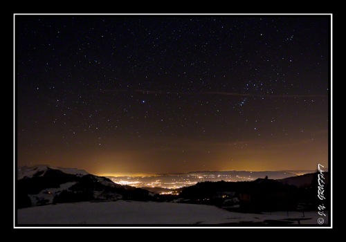 Orion et Canis Major au-dessus de la pollution lumineuse de Haute-Savoie