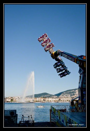 Fun fair along the harbor of Geneva