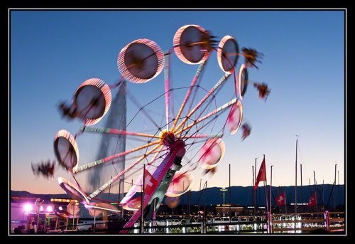 Fun fair along the harbor of Geneva